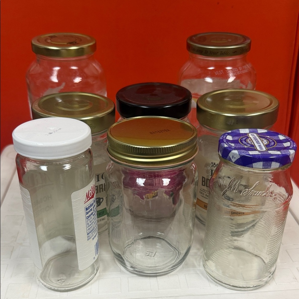 Assorted Glass Jars with Lids for storage